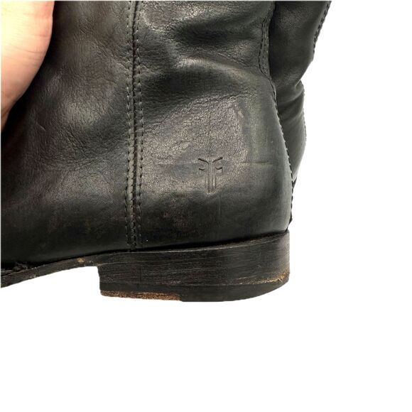 Frye Campus Zip Ankle Boots Women 7B Black Leather Round Toe Western Minimalist - Picture 8 of 10
